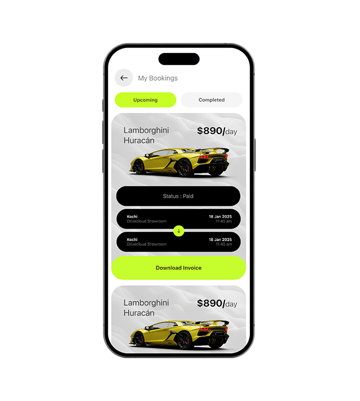 Car rental booking mobile app